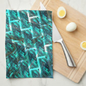 Cyan Fleck, Graugitter oder andere Backstein Effek Geschirrtuch (Viertel Falte)