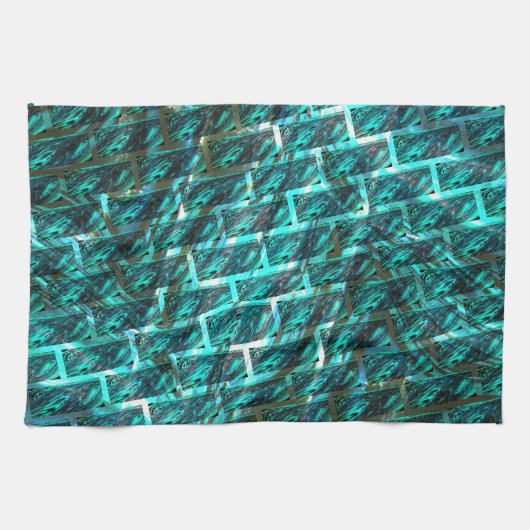 Cyan Fleck, Graugitter oder andere Backstein Effek Geschirrtuch (Horizontal)