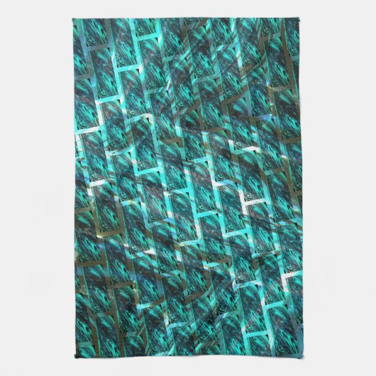 Cyan Fleck, Graugitter oder andere Backstein Effek Geschirrtuch (Vertikal)