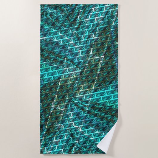 Cyan Fleck, Graugitter oder andere Backstein Effek Strandtuch (Vorderseite)