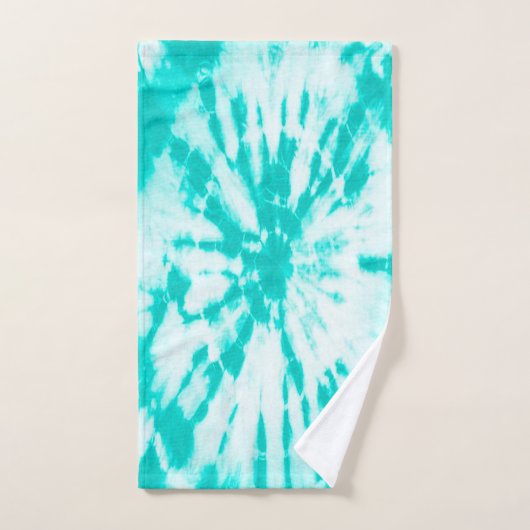 Cyan Gefärbte Krawatte Muster Hübsch Beachy Badhandtuch Set (Handtuch)