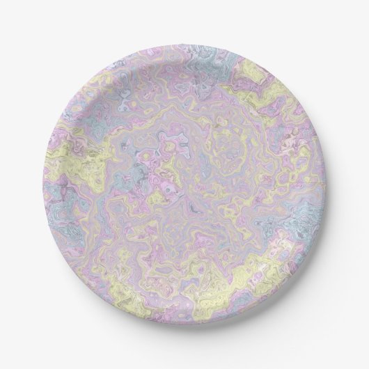 Cyan, Gelb, Magenta Swirl Pappteller (Vorderseite)