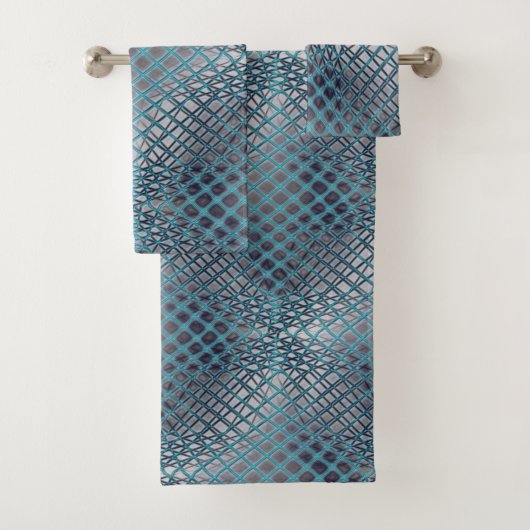 Cyan gezeichnet, der wie ein Gewirr aus Fischernet Badhandtuch Set (Insitu)
