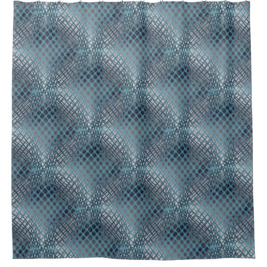 Cyan gezeichnet, der wie ein Gewirr aus Fischernet Duschvorhang (Vorderseite)