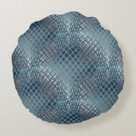 Cyan gezeichnet, der wie ein Gewirr aus Fischernet Rundes Kissen