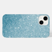 Cyan Glitzer Style Case-Mate iPhone Hülle (Rückseite (Horizontal))