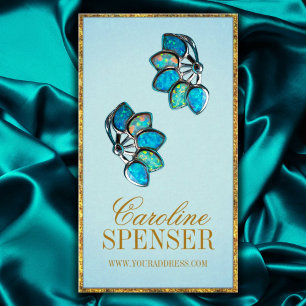 Cyan Golden Border - Anpassbare Earring-Anzeige Visitenkarte