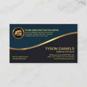 Cyan Gray Layer Gold Wave Builder Bau Visitenkarte (Vorderseite)