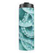 Cyan Green Tentacles Monochrom Thermosbecher (Vorderseite)