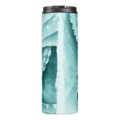 Cyan Green Tentacles Monochrom Thermosbecher (Rückseite)