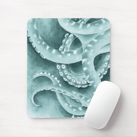Cyan Green tentacles Monochrome Mousepad (Mit Mouse)