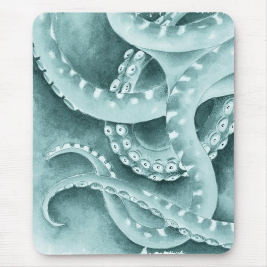 Cyan Green tentacles Monochrome Mousepad (Vorne)