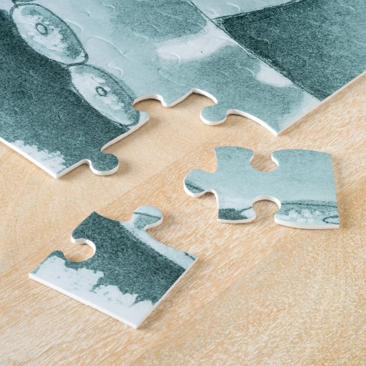 Cyan Green tentacles Monochrome Puzzle (Seite)