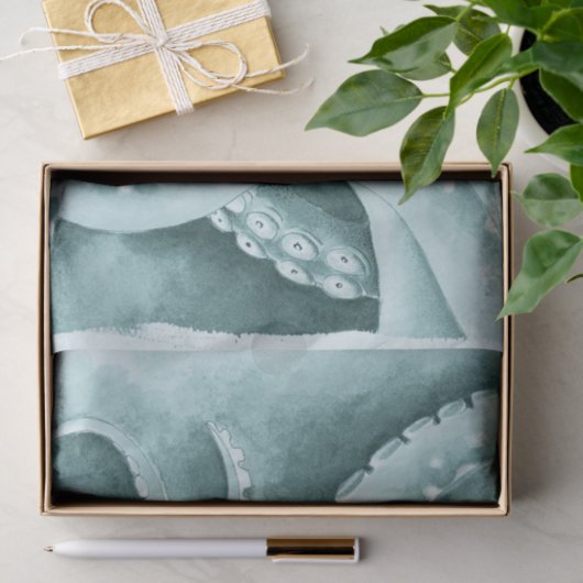 Cyan Green tentacles Monochrome Seidenpapier (Geschenk)