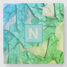 Cyan grün-nautisch-abstrakt steinuntersetzer