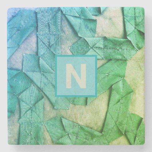 Cyan grün-nautisch-abstrakt steinuntersetzer (Vorderseite)