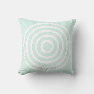 Cyan Grün Pastell & Weiße Konzentrische Kreise Kissen
