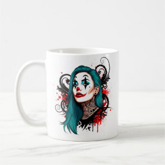 Cyan Haired Clown Queen - Spooky Chic Design Kaffeetasse