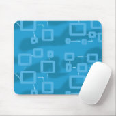 Cyan Hellblau Geometrische Quadrate Mauspad (Mit Mouse)