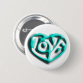 Cyan Hippie Liebe Herz Button (Vorne & Hinten)