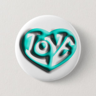 Cyan Hippie Liebe Herz Button