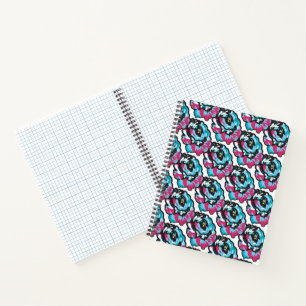 Cyan Hot Pink Grafik-Blumenmuster Notizblock