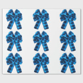 Cyan Kariert Bows Wrapping Paper Geschenkpapier (Flach)