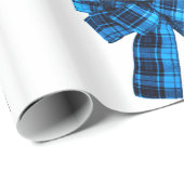 Cyan Kariert Bows Wrapping Paper Geschenkpapier (Rolleneckpunkt)
