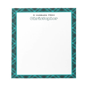 Cyan-Karierte Grenze mit Monogramm Notizblock