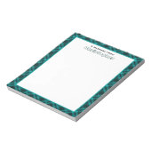 Cyan kariertes Umrandung mit Monogramm Notizblock (Rotiert)