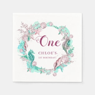 Cyan & Lavender Under Sea Birthday Serviette