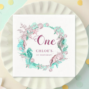 Cyan & Lavender Under Sea Birthday Serviette