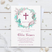 Cyan & Lavender Under Sea Wreath Baptisms Einladung