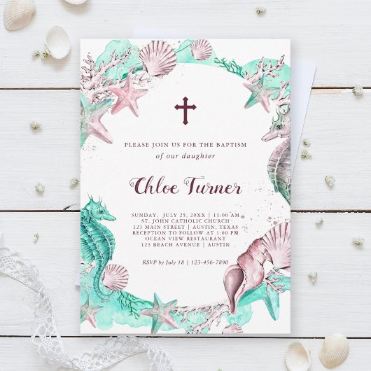 Cyan & Lavender unter der Meerestaufe Einladung