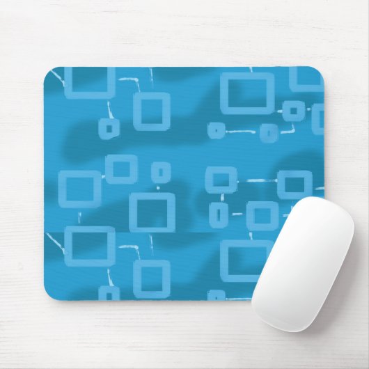 Cyan Light Blue Geometric Squares Mousepad (Mit Mouse)