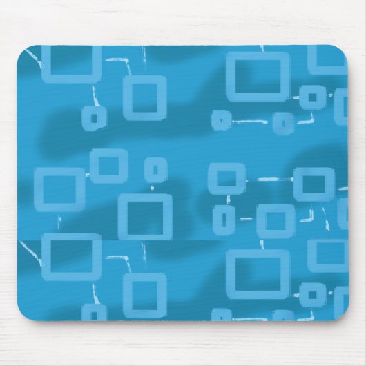 Cyan Light Blue Geometric Squares Mousepad (Vorne)