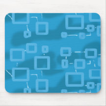 Cyan Light Blue Geometric Squares Mousepad