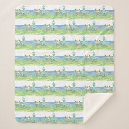 Cyan Lighthouse Sherpa Blanket Sherpadecke