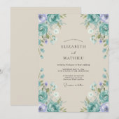 Cyan Lila Hochzeit Einladung (Vorne/Hinten)