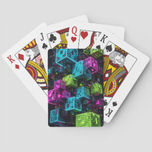 Cyan Magenta Limette Cyberpunk Extrem 3D Spielkarten