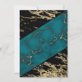 Cyan Marble Shiny Gold Foil Paint Texture Geburtst Einladung (Rückseite)