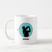 Cyan Mens Golf Silhouette Kaffeetasse (Links)