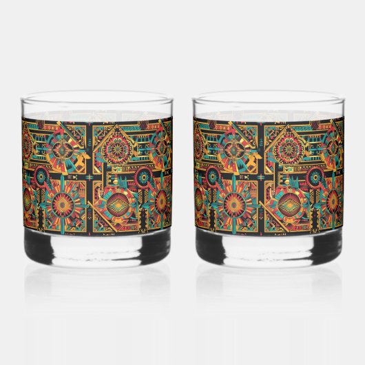 Cyan Mesmeric "Aztec Dream" Getränke Rocks Brille Whiskyglas (Vorderseite)