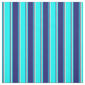 Cyan, Midnight Blue und Bisque Stripes Stoff (Muster)