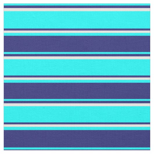 Cyan, Midnight Blue und Mint Cream Pattern Stoff (Nahaufnahme)