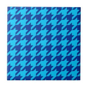 Cyan Navy Blau Houndstooth Karo Fliese