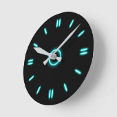 Cyan Neon Runde Wanduhr (Winkel)