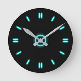 Cyan Neon Runde Wanduhr