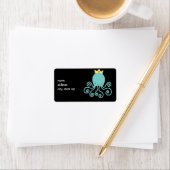 Cyan Octopus Princess Adressaufkleber (Insitu)