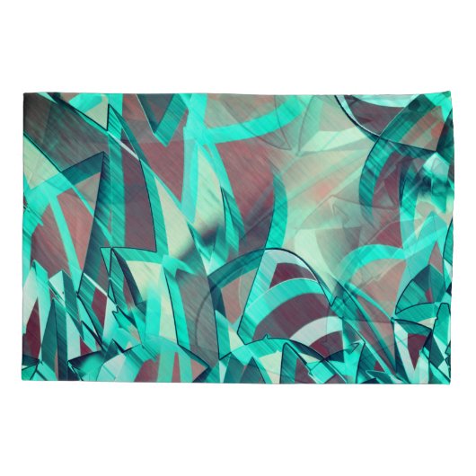 Cyan oder Blau Streifen auf roten, tropften Bilder Kissenbezug (Rückseite-Links)